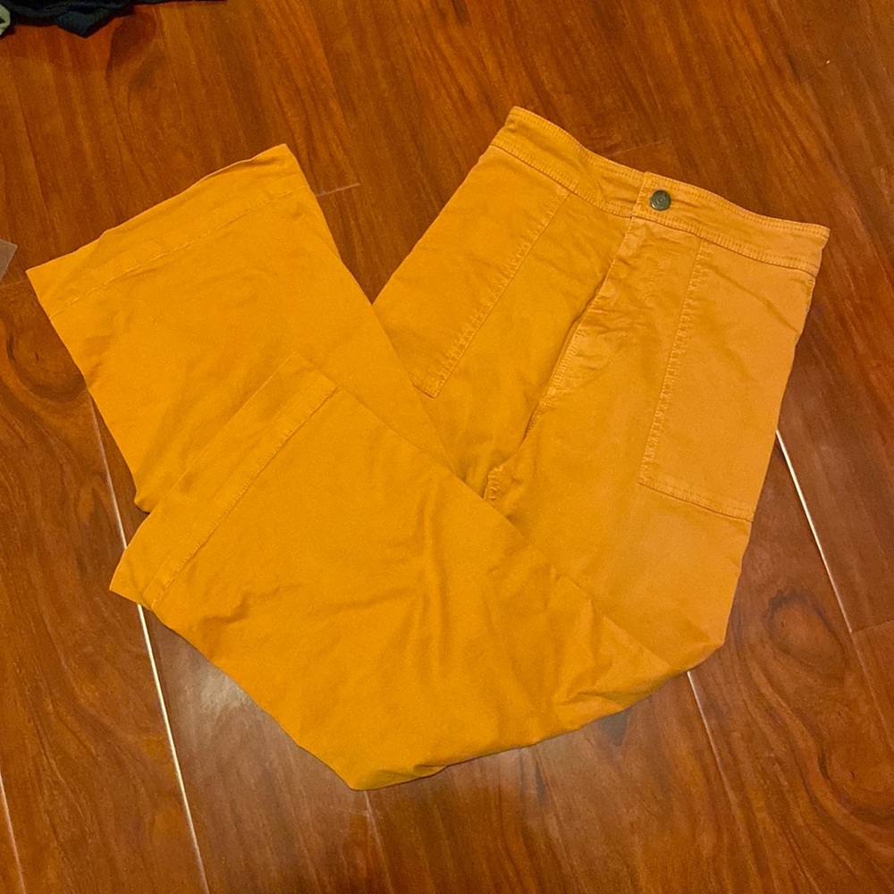 Lou & Gray garment dyed wide leg pant size 4 orange